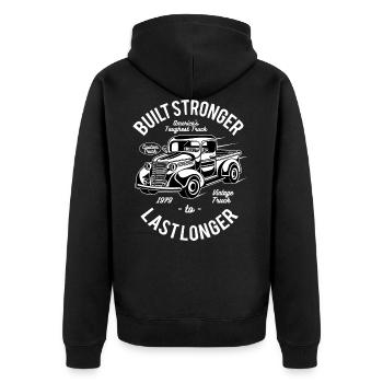 DURE CAMION - Retro Truck Design Chemise - Veste à capuche bio Premium Unisexe - noir - Dos - Nico (187cm)