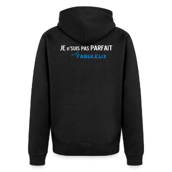 Not Perfect but Fabulous 2 - Unisex Premium Organic Zip Hoodie - black - Back - Nico (187cm)