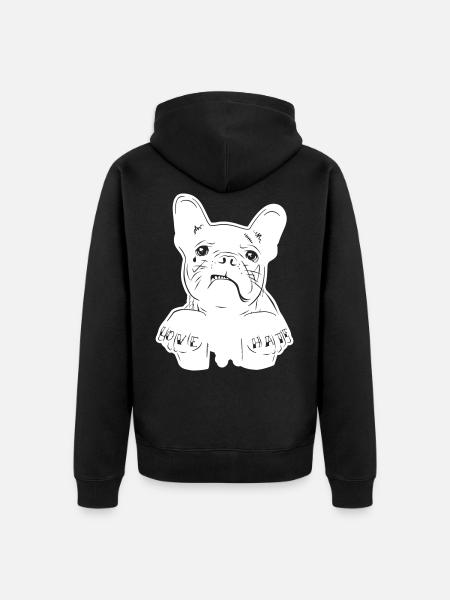 Hamburger Underdog / Love and Hate / Dog / Pug - Unisex Premium Organic Zip Hoodie - black