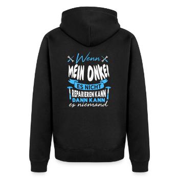 Wenn MEIN ONKEL es nicht reparieren kann Lustiger - Unisex Premium Bio Zip Hoodie - Schwarz - Hinten - Nico (187cm)