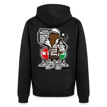 STREET CHOCOLATE - Funny cartoon cartoon gift - Unisex Premium Organic Zip Hoodie - black - Back - Nico (187cm)