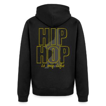 hip hop is my life - Unisex Premium Bio Zip Hoodie - Schwarz - Hinten - Nico (187cm)