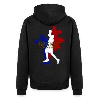 basket is my life - Unisex Premium Organic Zip Hoodie - black - Back - Nico (187cm)