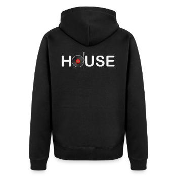 house music - Unisex Premium Bio Zip Hoodie - Schwarz - Hinten - Nico (187cm)