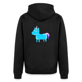 Einhorn Unicorn Himmelblau Geschenk Idee Schweif - Unisex Premium Bio Zip Hoodie - Schwarz - Hinten - Nico (187cm)