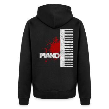 piano - Unisex Premium Organic Zip Hoodie - black - Back - Nico (187cm)