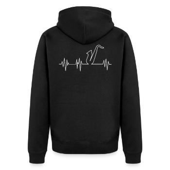 Herzschlag Saxophon - Saxhörner Orchester Musik - Unisex Premium Bio Zip Hoodie - Schwarz - Hinten - Nico (187cm)