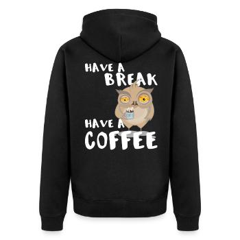Have a break, Have a coffee - Owl Cup Coffee - Veste à capuche bio Premium Unisexe - noir - Dos - Nico (187cm)