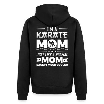 I'm a Karate Mom - Martial Arts Sports Gift - Unisex Premium Bio Zip Hoodie - Schwarz - Hinten - Nico (187cm)