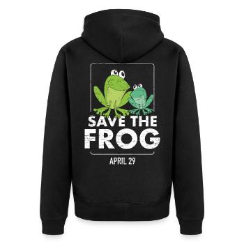 Sauve le monde de grenouilles jour - Veste à capuche bio Premium Unisexe - noir - Dos - Nico (187cm)