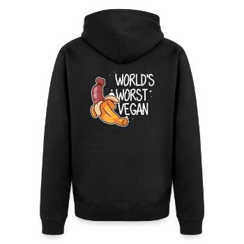 World’s Worst Vegan - Anti Vegan BBQ Grillen Saucisse - Veste à capuche bio Premium Unisexe - noir - Dos - Nico (187cm)