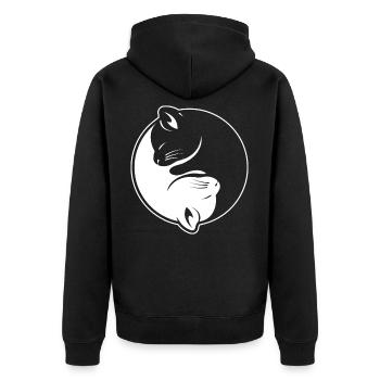 Amis chats Ying et Yang - Amateurs de chats - Veste à capuche bio Premium Unisexe - noir - Dos - Nico (187cm)