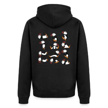 Puffins doing Yoga pillow yoga mat crow Gift - Veste à capuche bio Premium Unisexe - noir - Dos - Nico (187cm)