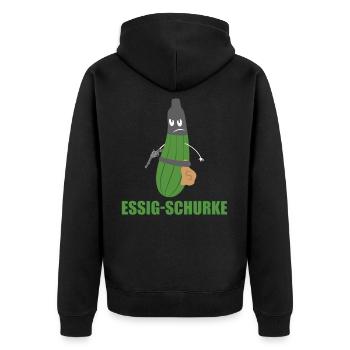 Essig Schurke - Essiggurke Salatgurke Cowboy-Gurke - Unisex Premium Bio Zip Hoodie - Schwarz - Hinten - Nico (187cm)