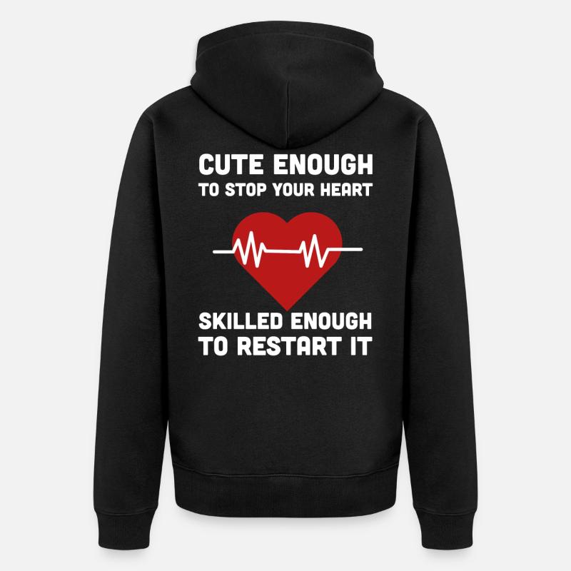 Krankenschwester Herz Herzschlag herzfrequenz - Unisex Premium Bio Zip Hoodie - Schwarz