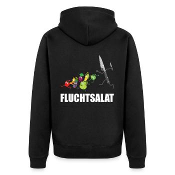 Fruchtsalat - Fluchtsalat Früchte Obst Gemüse - Unisex Premium Bio Zip Hoodie - Schwarz - Hinten - Nico (187cm)