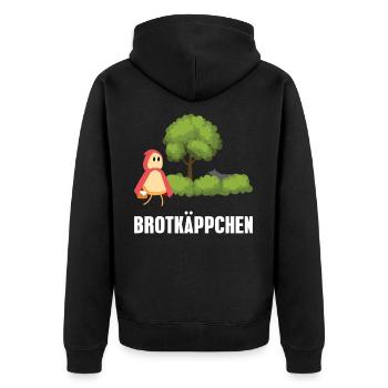 Brotkäppchen - Rotkäppchen Wolf Oma Märchen - Unisex Premium Bio Zip Hoodie - Schwarz - Hinten - Nico (187cm)