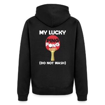 My Lucky Ping Pong Shirt (Don Not Wash) - Unisex Premium Organic Zip Hoodie - black - Back - Nico (187cm)