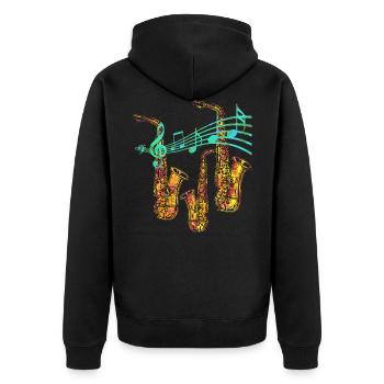 Saxophone saxophone musicien cadeau de musique - Veste à capuche bio Premium Unisexe - noir - Dos - Nico (187cm)