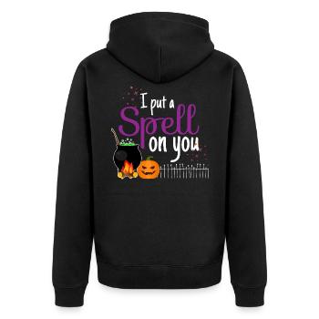 I Put A Spell On You - Halloween Zauberei Fluch - Unisex Premium Bio Zip Hoodie - Schwarz - Hinten - Nico (187cm)