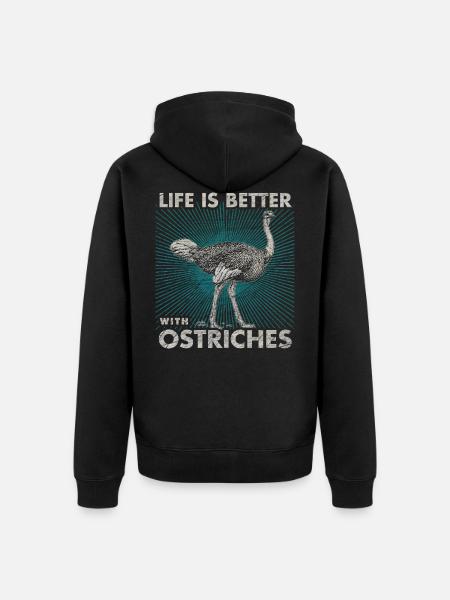 Strauß - Unisex Premium Bio Zip Hoodie - Schwarz
