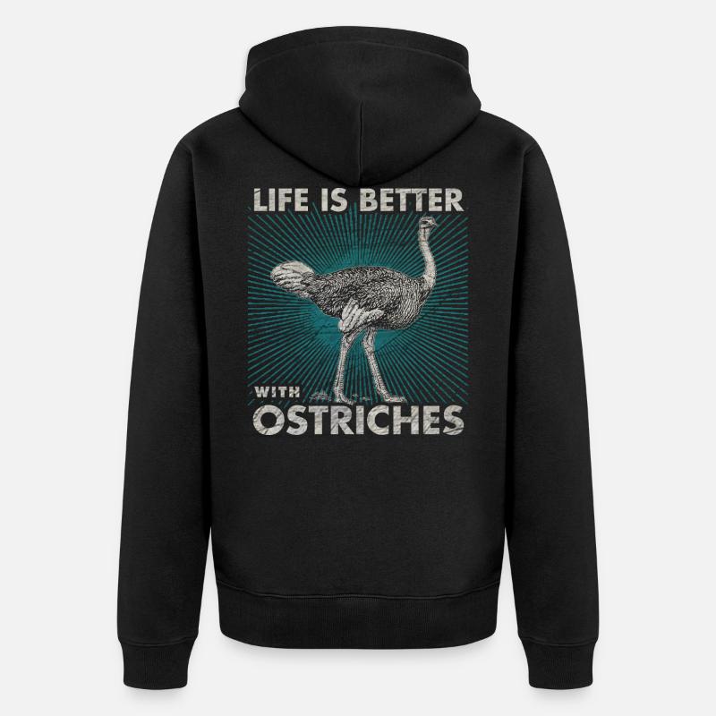 Strauß - Unisex Premium Bio Zip Hoodie - Schwarz