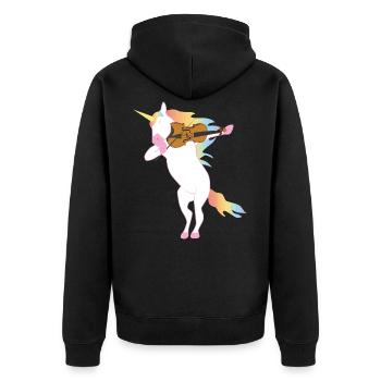 Einhorn spielt die Geige - Orchester Instrumente - Unisex Premium Bio Zip Hoodie - Schwarz - Hinten - Nico (187cm)