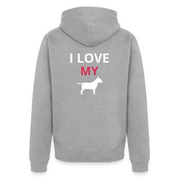 Bull Terrier - Veste à capuche bio Premium Unisexe - gris chiné - Dos - Nico (187cm)