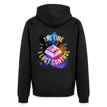 Die Zeit keiner Kontrolle Ctrl Art Design - Unisex Premium Bio Zip Hoodie - Schwarz - Hinten - Nico (187cm)