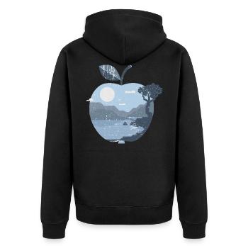 Vintage panorama apple - Unisex Premium Organic Zip Hoodie - black - Back - Nico (187cm)