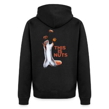 Lustiges Eichhörnchen jongliert Haselnuss Talent - Unisex Premium Bio Zip Hoodie - Schwarz - Hinten - Nico (187cm)