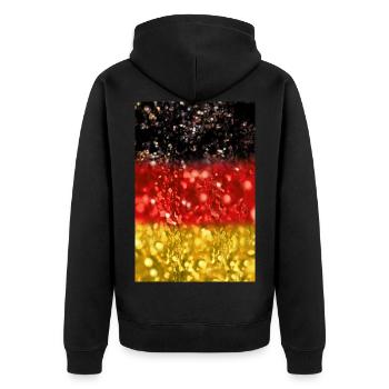 05 Allemagne Drapeau Drapeau Paillettes Poster Shirt - Veste à capuche bio Premium Unisexe - noir - Dos - Nico (187cm)