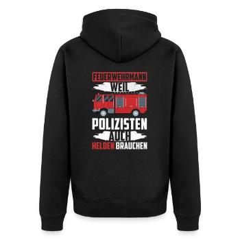 Pompier Parce que les flics ont aussi besoin de héros - Veste à capuche bio Premium Unisexe - noir - Dos - Nico (187cm)