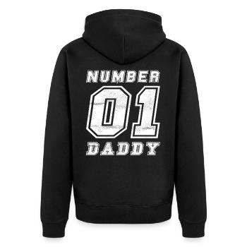 Numéro 01 Daddy - Père Day Daddy Papa Love Gift - Veste à capuche bio Premium Unisexe - noir - Dos - Nico (187cm)