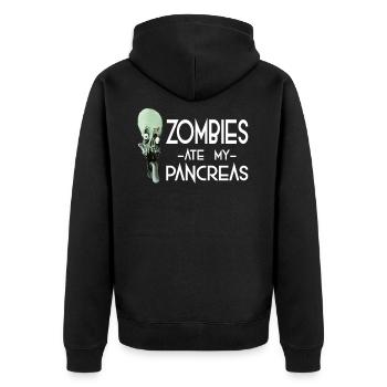 Zombies ate my Pancreas - Horror Zombie Ghost Gift - Unisex Premium Bio Zip Hoodie - Schwarz - Hinten - Nico (187cm)