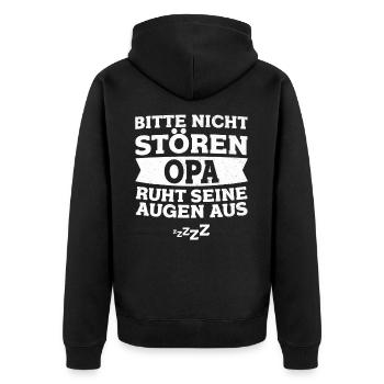Please Don't Disturb Grandpa Rests His Eyes From Sleep - Unisex Premium Organic Zip Hoodie - black - Back - Nico (187cm)
