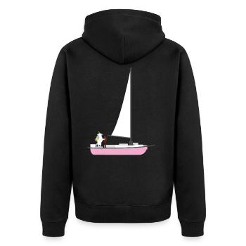 Einhorn Segeln Segelboot Angeln Fabeltier Natur - Unisex Premium Bio Zip Hoodie - Schwarz - Hinten - Nico (187cm)
