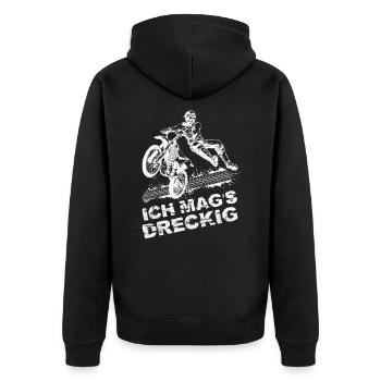 J'aime le motocross moto mordant - Veste à capuche bio Premium Unisexe - noir - Dos - Nico (187cm)