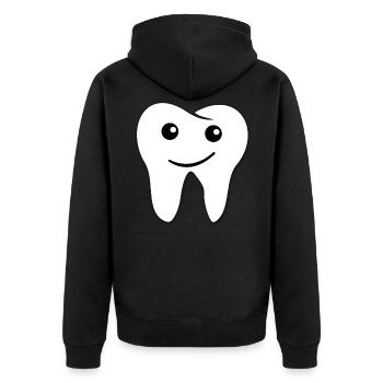 Zahn - Unisex Premium Bio Zip Hoodie - Schwarz - Hinten - Nico (187cm)