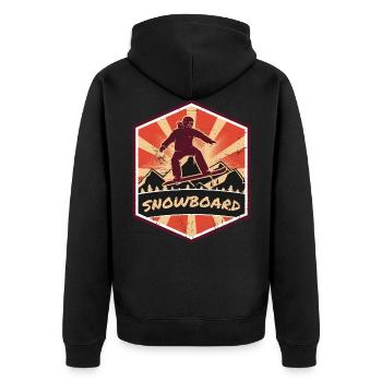 Snowboard Propaganda | Wintersport Schnee Winter - Unisex Premium Bio Zip Hoodie - Schwarz - Hinten - Nico (187cm)