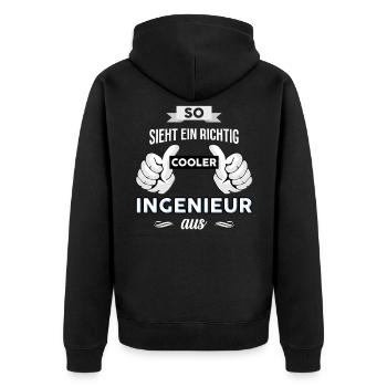 Ingenieur Ingenieurwesen Elektrotechniker Spruch - Unisex Premium Bio Zip Hoodie - Schwarz - Hinten - Nico (187cm)