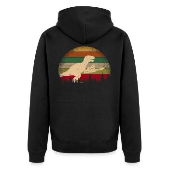 HOLZ SÄGE KETTENSÄGE GESCHENK WALD FÖRSTER BERUF - Unisex Premium Bio Zip Hoodie - Schwarz - Hinten - Nico (187cm)