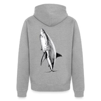 Great white shark - Unisex Premium Organic Zip Hoodie - heather grey - Back - Nico (187cm)