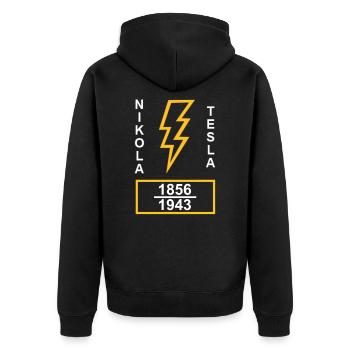 Nikola Tesla Visionary - Unisex Premium Organic Zip Hoodie - black - Back - Nico (187cm)