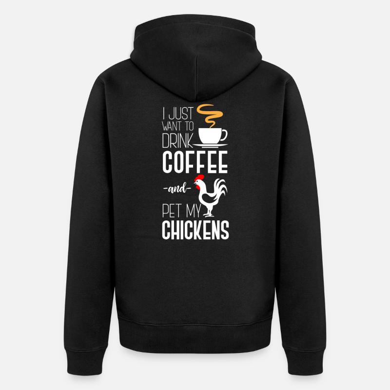 Coffee Coffee Chicken Chicken - Unisex Premium Bio Zip Hoodie - Schwarz