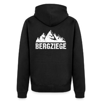 Bergziege - Unisex Premium Bio Zip Hoodie - Schwarz - Hinten - Nico (187cm)
