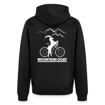 Mountain Goat Bicycle - Unisex Premium Bio Zip Hoodie - Schwarz - Hinten - Nico (187cm)