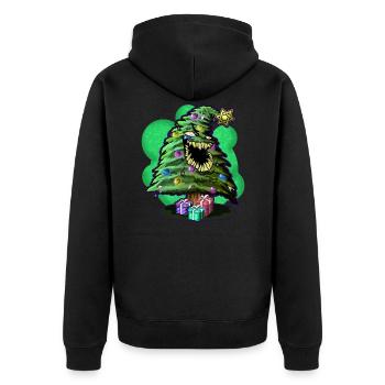 Wütender Weihnachtsbaum | Weihnachten Geschenke - Unisex Premium Bio Zip Hoodie - Schwarz - Hinten - Nico (187cm)