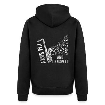 Je suis saxo et je sais - Saxophone - Veste à capuche bio Premium Unisexe - noir - Dos - Nico (187cm)