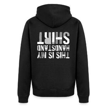 This Is My Handstand Shirt - Unisex Premium Organic Zip Hoodie - black - Back - Nico (187cm)